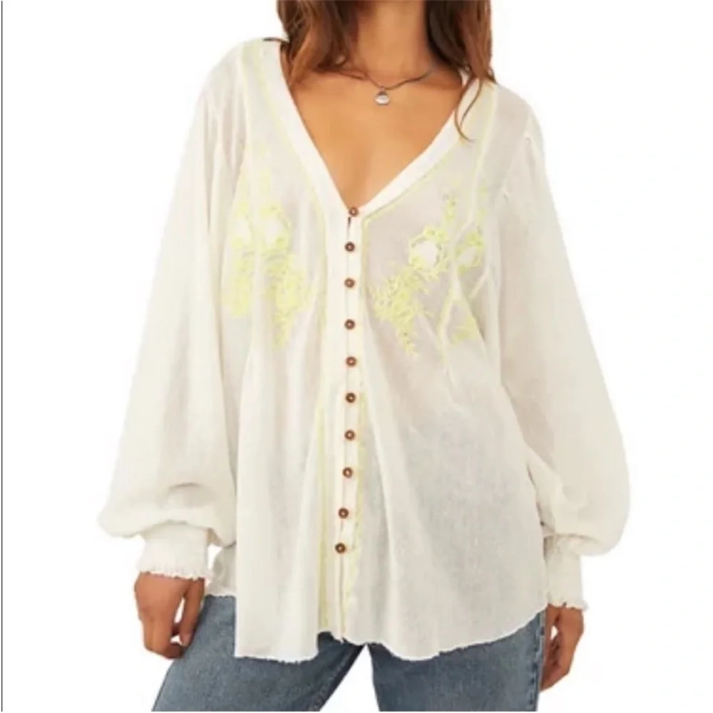 Free people Margie Embroidered cardigan